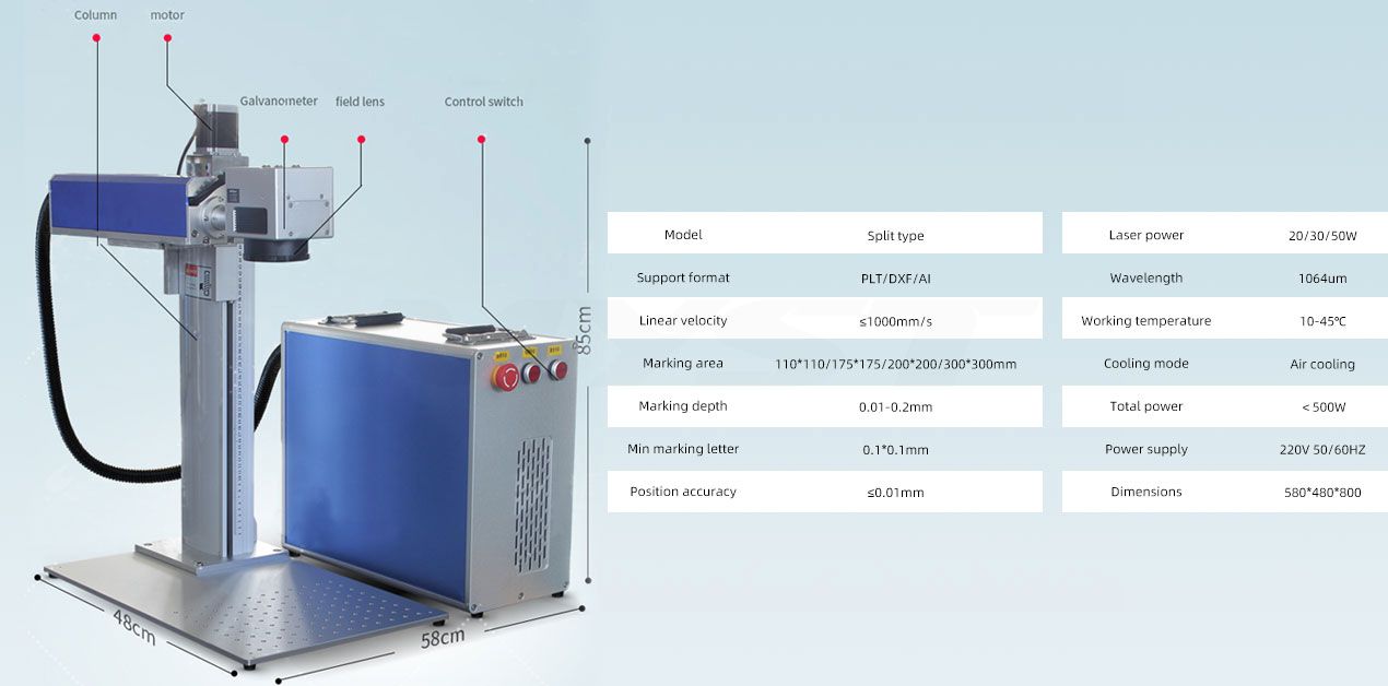 20w 30w 50w Portable Fiber Laser Marking Machine With Autofocus Device