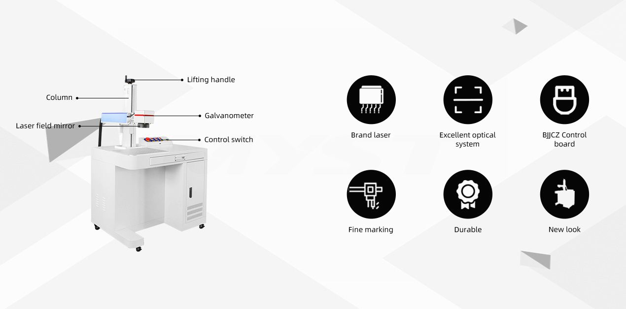 20W/30W/50W White Counter Type Fiber Laser Marking Machine